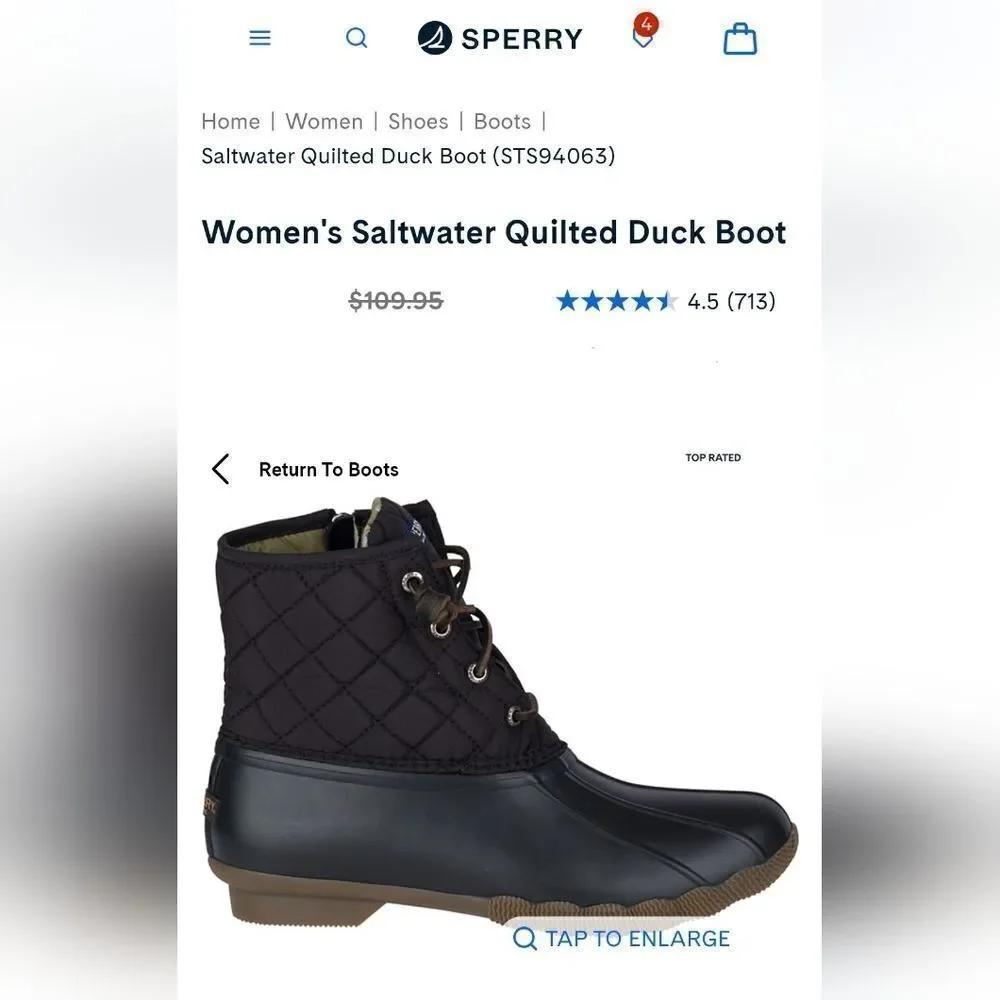 Sperry saltwater waterproof quilted duck boots sophisticated